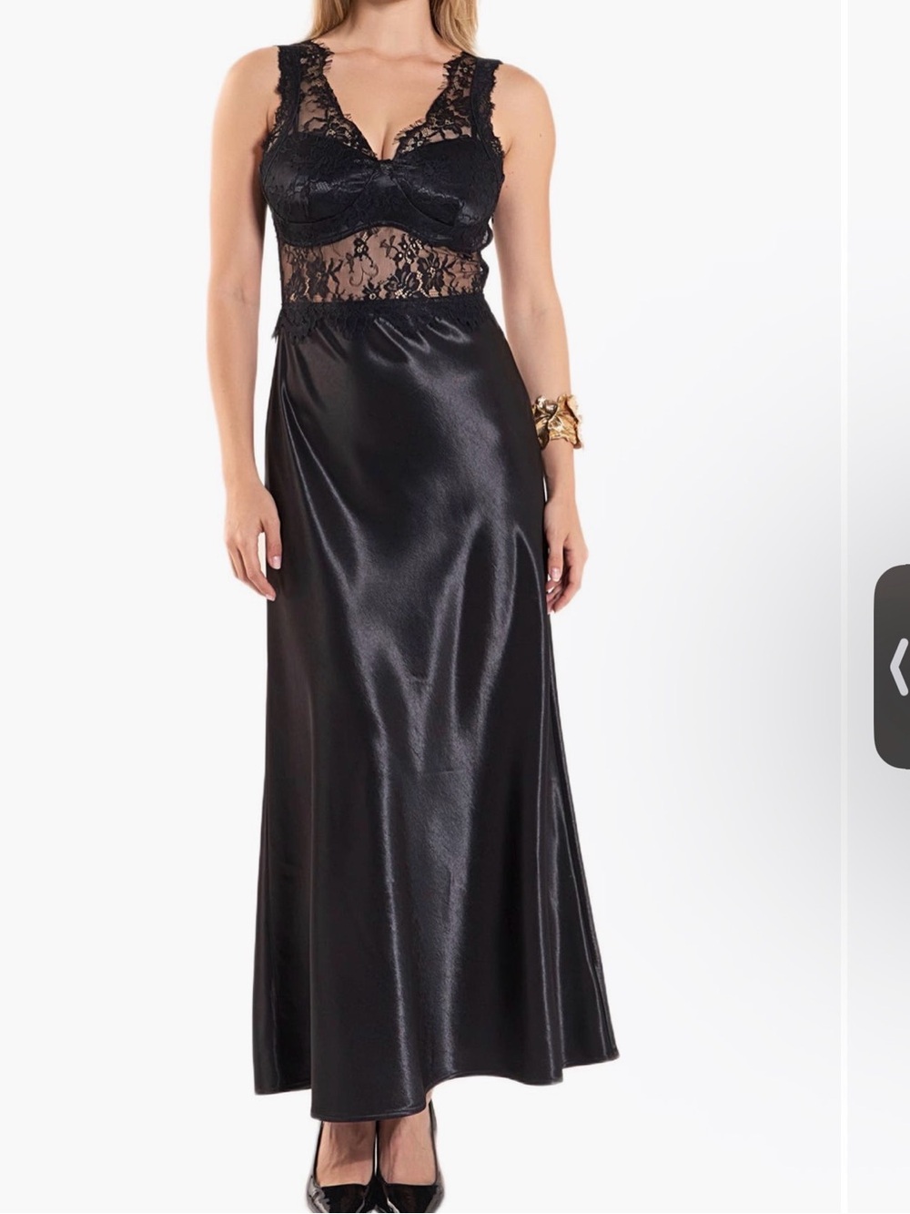 Endless Rose Black Lace Satin Maxi Dress